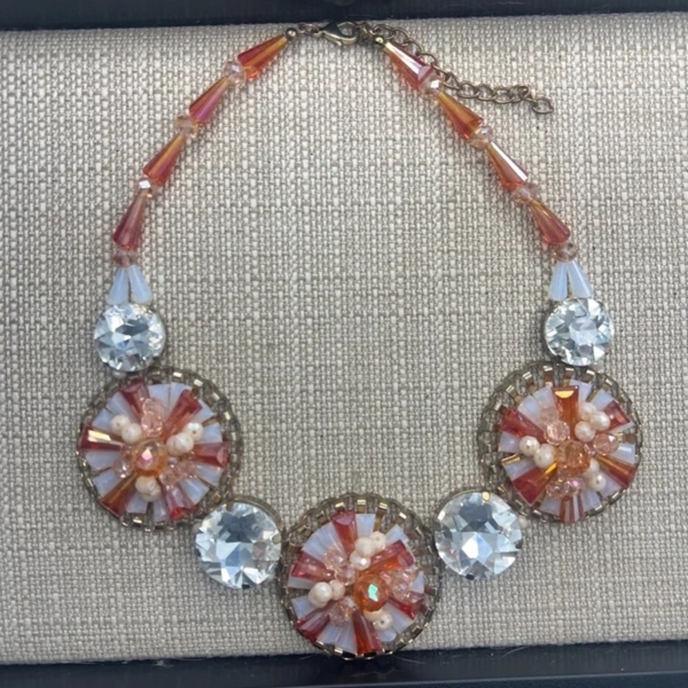 Elegant Orange and Silver Statement Necklace